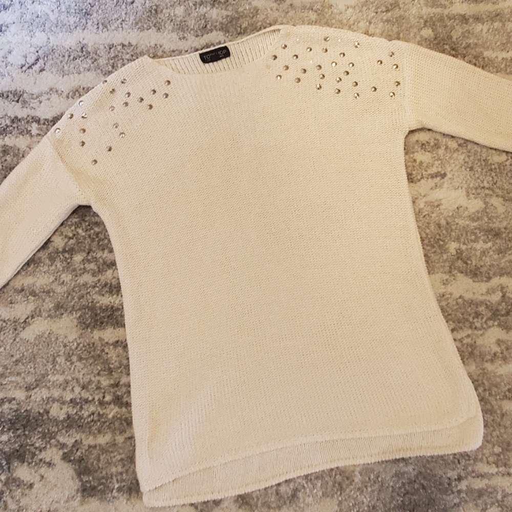 Topshop 3/4 Sleeve studded sweater